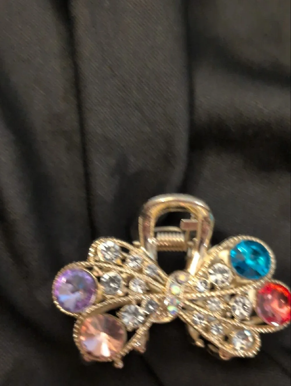 Crystal Butterfly Hair Claw Clip - Pink and Multicolor